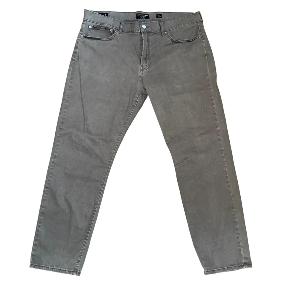 Lucky Brand 121 Slim Straight Mens Gray Pants 38x30 Cotton Blend Stretch